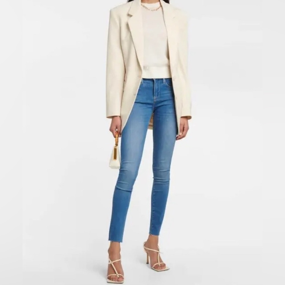 Frame Denim Le High Light Wash Raw Hem High Waist Skinny Jean Size 31